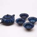 Blue Herbal Teapot Set with 4 Cups | Handcrafted Tea Gift Set