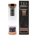 Amethyst Crystal Glass Tea Infuser Bottle | Rose Gold Loose Leaf Tea Bottle