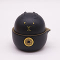 Black Lucky Cat Travel Teapot Set with 2 Cups | Novelty Tea Gift