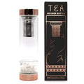 Rock Quartz Crystal Glass Tea Infuser Bottle | Rose Gold Loose Leaf Tea Bottle